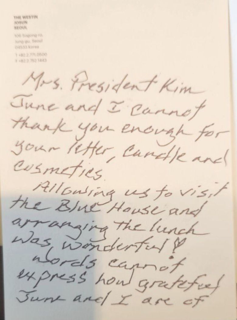 샘 워커 2세 부부가 김건희 여사에게 보낸 답신. /보훈부