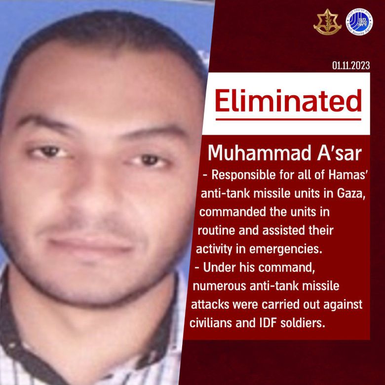 IDF가 전투기 공격으로 사살했다고 주장한 무함마드 아사르 사령관. /엑스(트위터)