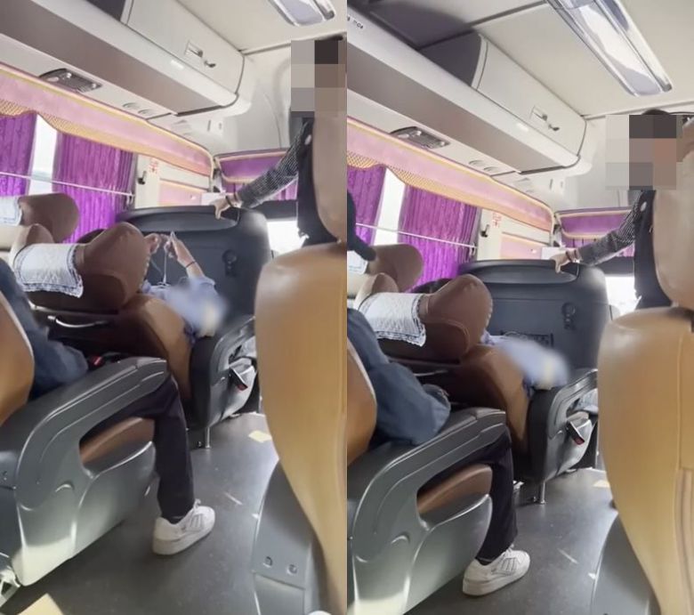 지난 10월 15일 유튜브에는 한 고속버스 앞좌석에 앉은 여성 승객이 등받이를 최대한으로 젖혀 뒷좌석 남성 승객에게 불편을 끼치는 모습이 담긴 영상이 게재됐다. /카페헤이미쉬[cafe heimish]