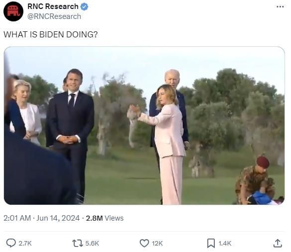 공화당전국위원회가 올린 바이든과 멜로니 영상./엑스