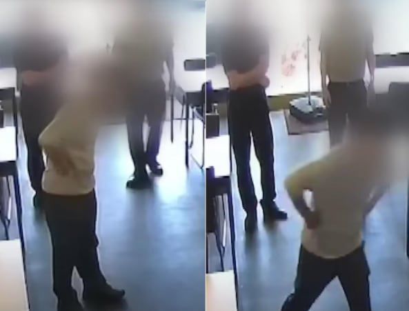 '치킨집 갑질' 논란을 일으킨 대구 중구청 직원들이 해당 치킨집에 찾아가 사과를 하는 모습. /KBS대구