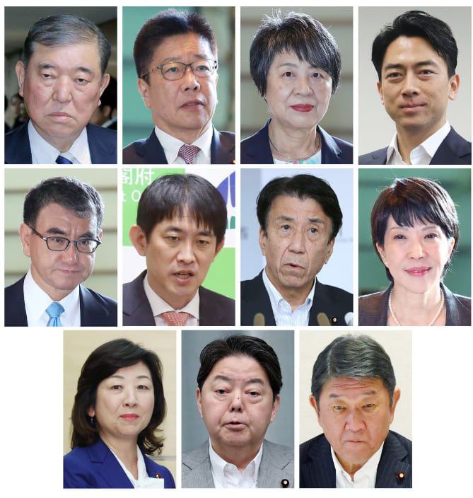 오는 27일 치러지는 일본 자민당 총재 선거에 출마 예정인 11명의 잠룡들. /지지통신