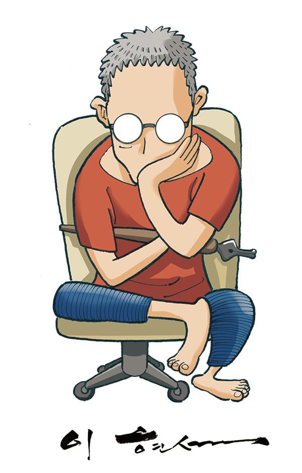 이현세씨가 자신이 명상하는 포즈를 그림에 담았다. 이씨는 “작품 속 가상 세계에 완전히 몰입하지만 알람이 울리면 눈을 감고 쉬면서 현실 세계로 돌아온다”며 “명상은 나에게 자유 같은 것”이라고 말했다. /이현세 작가