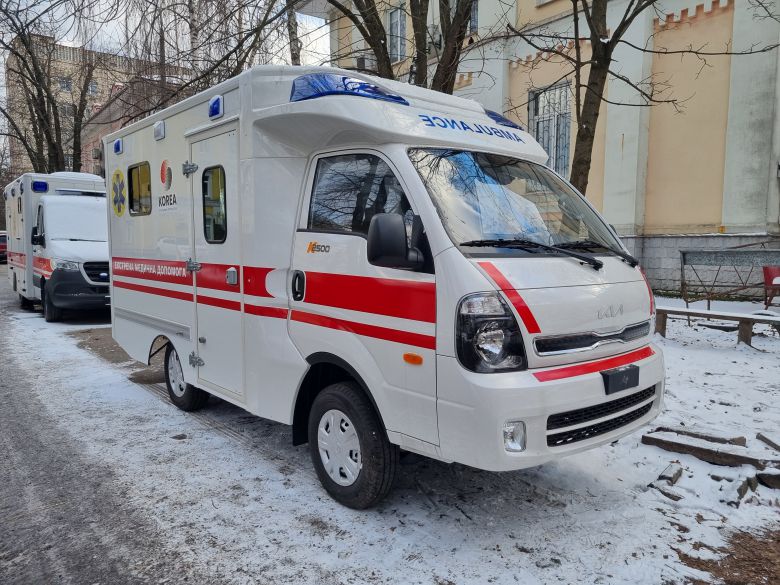한국산 봉고 4륜 구동 구급차 /키이우(우크라이나)=정철환 특파원