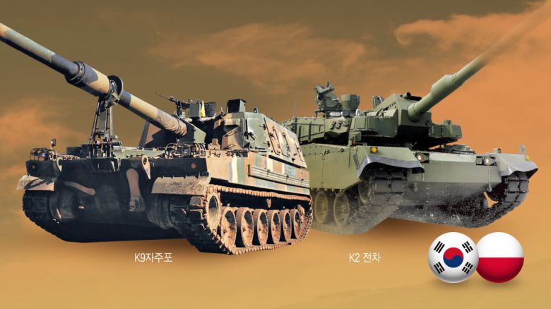 폴란드에 수출한 K9자주포와 K2전차. /그래픽=양진경