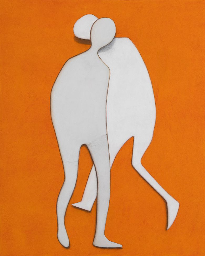 곽남신, '친구1(Mate)'. 91x73cm, 캔버스에 돌가루, 아크릴릭, 2024. /작가 제공