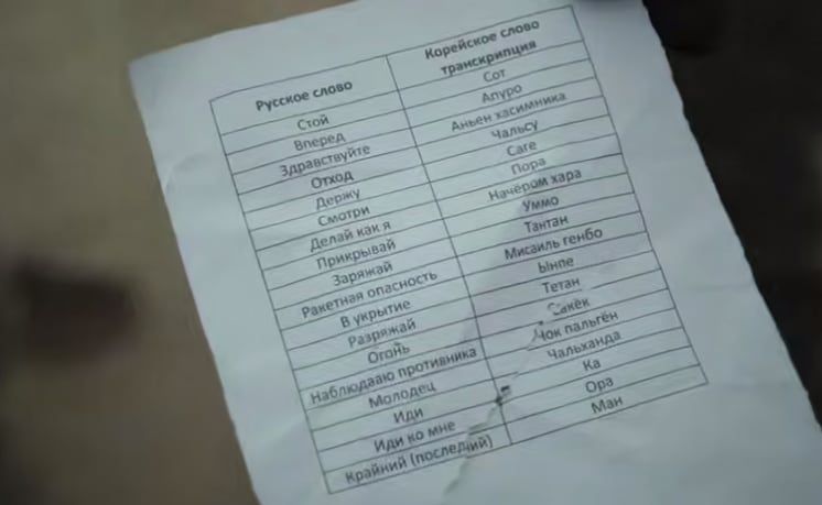 북한 병사들이 러시아 병사들이 의사소통할 수 있도록 제작된 간이 회화 책./텔레그램