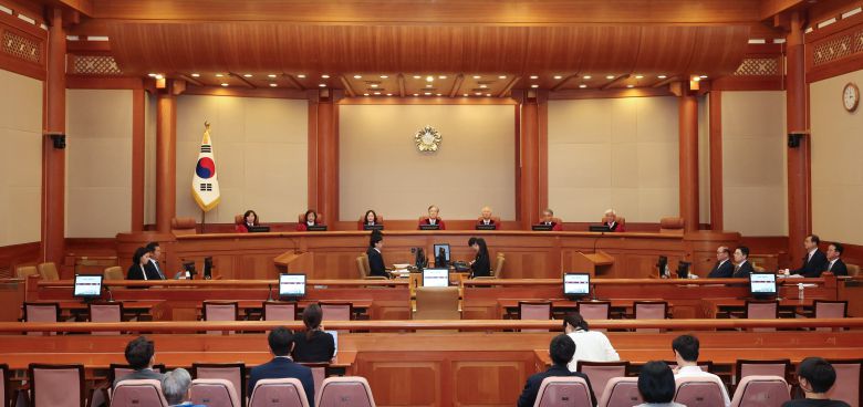 13일 서울 종로구 헌법재판소에서 고발사주의혹으로 탄핵소추된 손준성 대구고검 차장(검사장)의 첫 정식 변론기일이 열리고 있다./연합뉴스