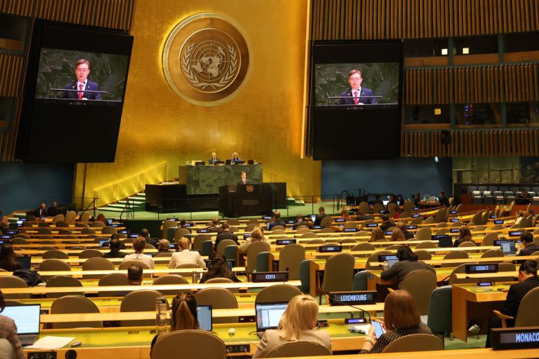 황준국 주유엔 한국 대표부 대사가 20일 북한 인권 관련 발언을 했다./주유엔 한국 대표부
