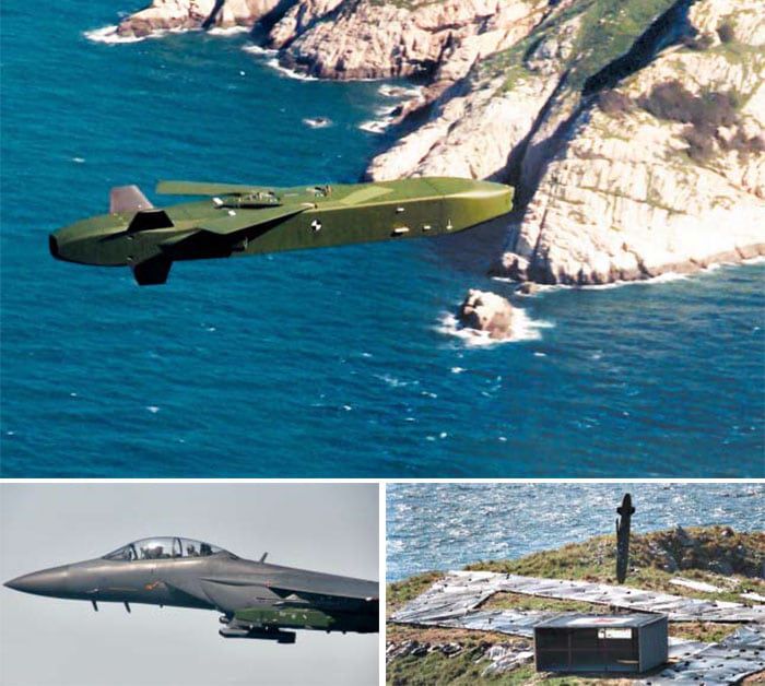 2017년 태안반도 인근 서해 상공에서 F-15K 전투기에서 발사되는 타우러스 공대지 미사일. F-16 전투기에서도 발사될 수 있도록 개발됐다. /자료사진