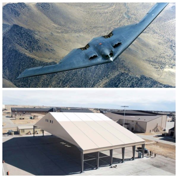 미 공군은 대당 7억 달러에 가까운 차세대 스텔스 전략폭격기 B-21 레이더를 수용할 격납고로 비강화 차양막을 고려하고 있다./허드슨 연구소