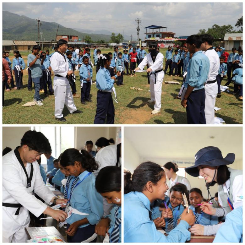 인천공항공사 글로벌 봉사단은 한국어, 체육(태권도), 사진, 음악 등 다양한 수업을 진행하면서 네팔 학생들에게 한국의 이미지를 집중적으로 알리고 있다. /엄홍길휴먼재단