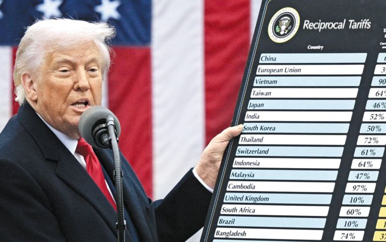 지난 4월 2일(현지시각) 도널드 트럼프 대통령이 백악관에서 주요 교역국들의 상호 관세율을 발표하고 있다. /AFP 연합뉴스