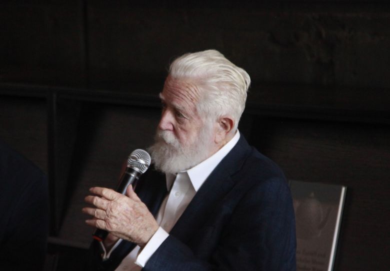 James Turrell speaks to reporters during a press preview at Pace Gallery in Seoul on June 11, 2025./Park Su-hyeon