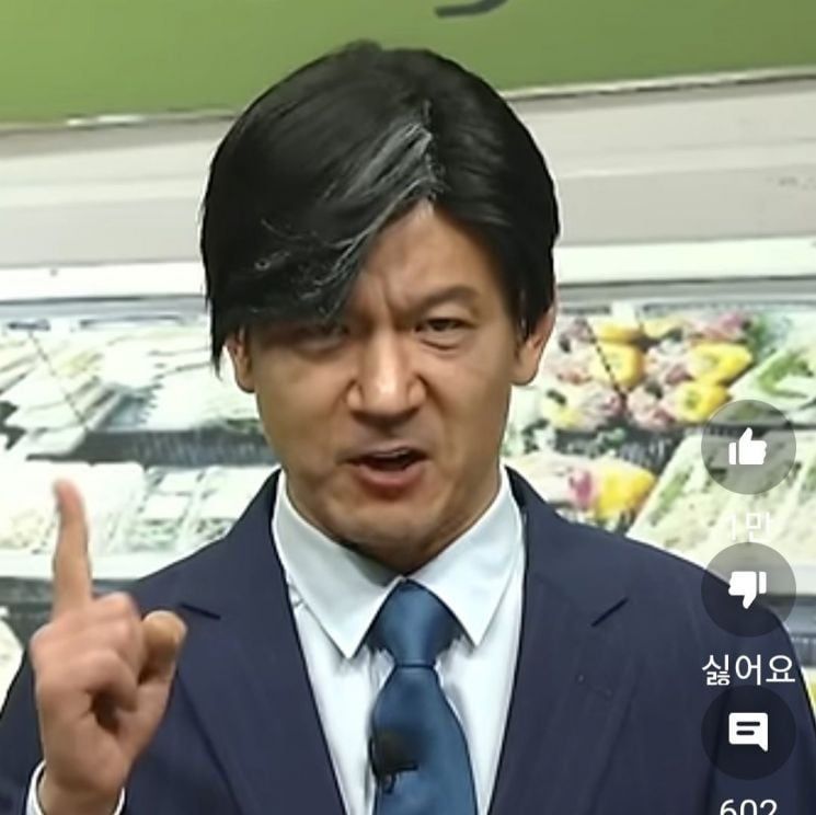 개그맨 정성호가 '구기구기 조국입니다' 하며 조국 대표를 흉내내는 모습./ SNL 코리아 영상 캡처