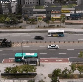 17일 경기 안산에서 검은색 승용차가 중앙선을 넘나들며  순찰차와 추격전을 펼치는 모습./ 온라인 커뮤니티 '에펨코리아'