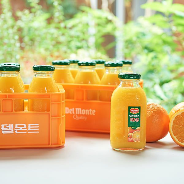 유리병 델몬트 오렌지주스./롯데칠성