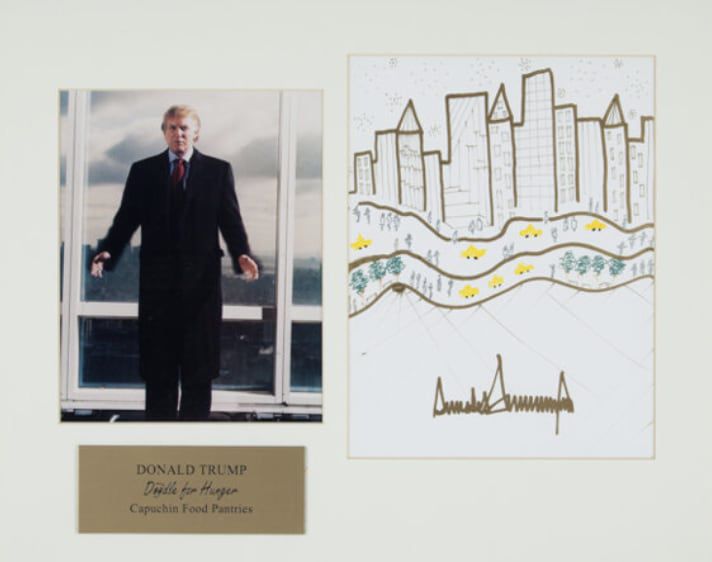 2005년 도널드 트럼프 대통령이 뉴욕의 한 비영리 단체에 기부한 그림. 맨해튼 스카이라인을 나타낸다./헤리티지 옥션