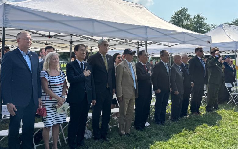 27일 미국 워싱턴 DC 한국전참전용사기념공원에서 6·25전쟁 정전협정 72주년 기념식이 열리고 있다. /워싱턴=김은중 특파원