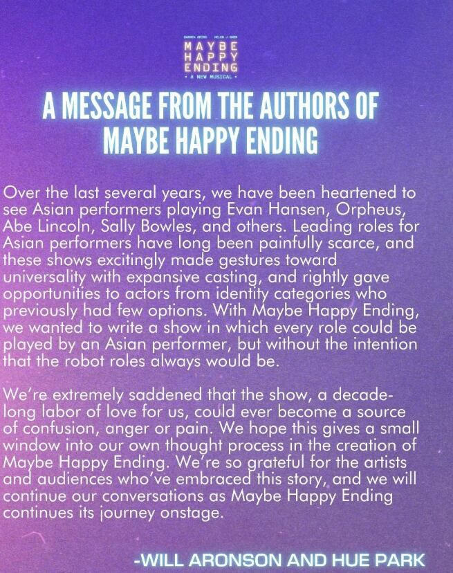 '어쩌면 해피엔딩' 제작진이 7월 31일 올린 입장문/인스타그램