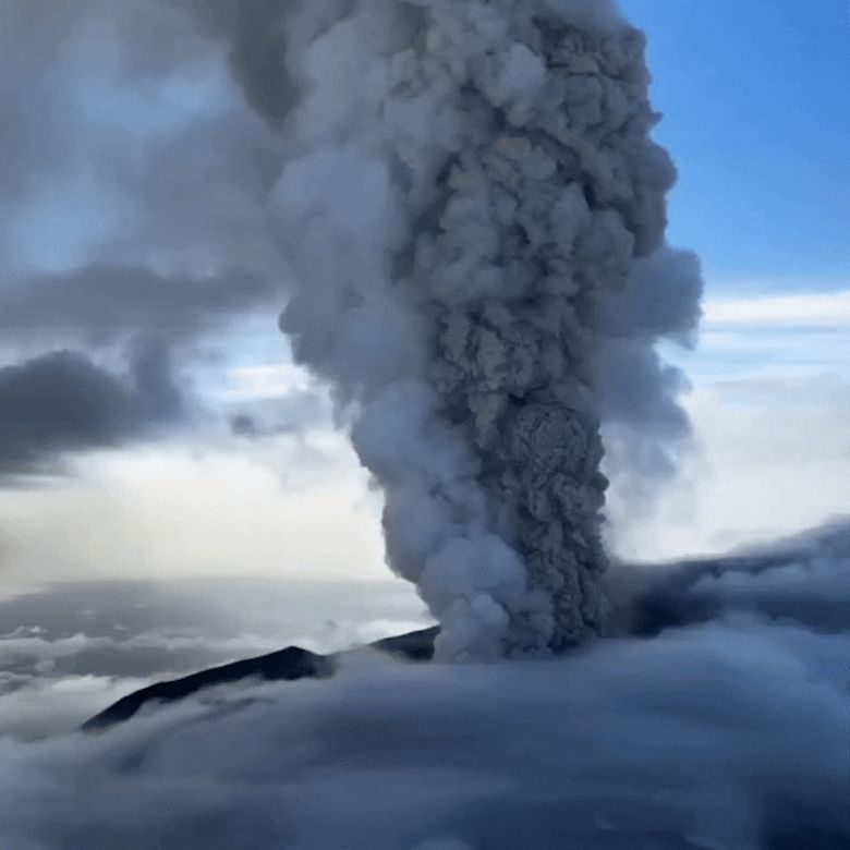 러시아 동부 캄차카반도의 화산이 2일(현지시각) 분화했다. /X