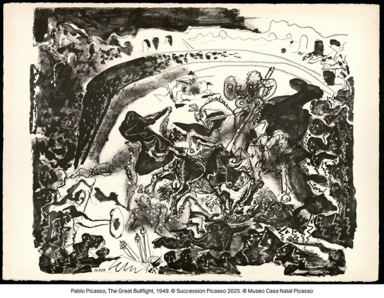 '아트 마카오'의 특별전 '피카소: 아름다움과 드라마' 전시 중 '투우' 섹션에 선보인 'The Great Bullfight(1949)' /SJM 리조트