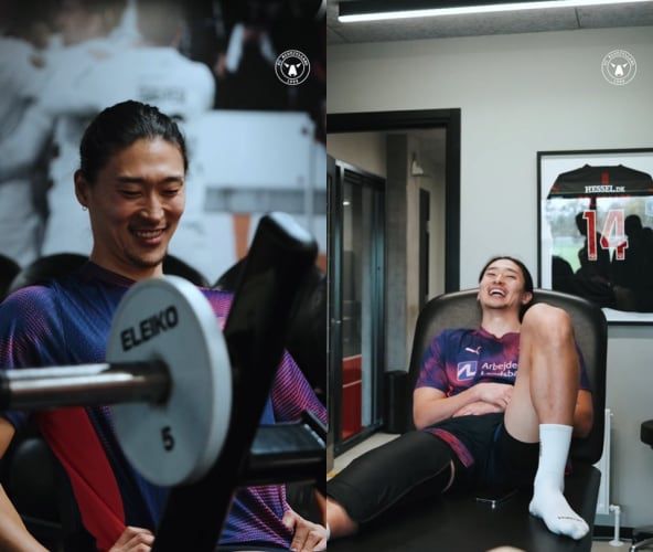 작년 11월 미트윌란이 공개한 재활 중인 조규성 모습. /유튜브