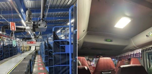 박지현 전 더불어민주당 비상대책위원장이 공개한 쿠팡 물류센터 현장과 셔틀버스./페이스북