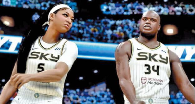2K26 홈페이지게임 속에서 팀 동료가 된 NBA의 전설 샤킬 오닐(오른쪽)과 WNBA 현역 최고 스타 에인절 리스.