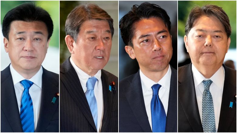 왼쪽부터, 기하라 미노루 관방장관, 모테기 도시미쓰 외무상, 고이즈미 신지로 국방상, 하야시 요시마사 총무상./로이터 ·AP 연합뉴스