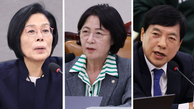 왼쪽부터 더불어민주당 최민희·추미애·이성윤 의원