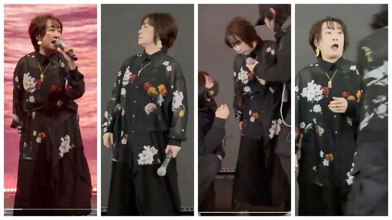 일본 가수 오오츠키 마키가 29일 상하이 공연도중 공연이 강제 중단되고 무대서 쫓겨났다./X