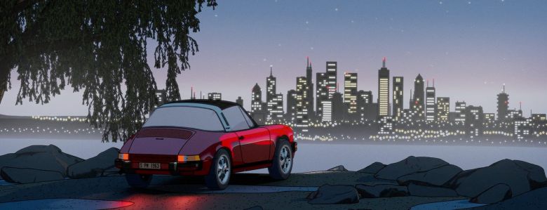 지난달 공개된 포르셰의 크리스마스 광고. 창작자가 손으로 그린 스케치와 컴퓨터 그래픽(CG)을 결합해 만들었다. /포르셰