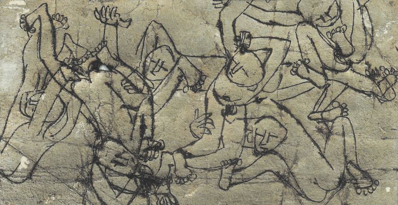 이중섭, 은지화 ‘가족 2’(연도 미상). 은지에 새김, 8×14㎝. /개인 소장