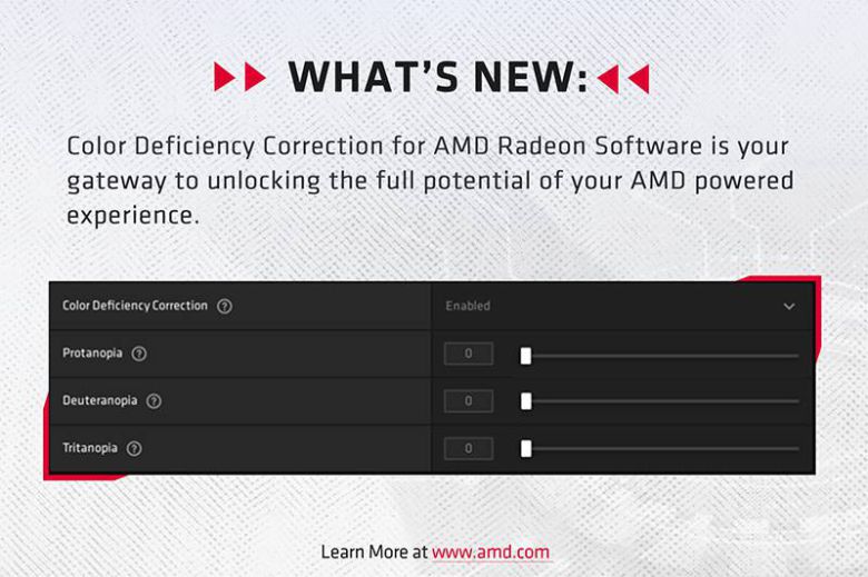 새롭게 추가된 색맹 보정 기능. 출처=AMD