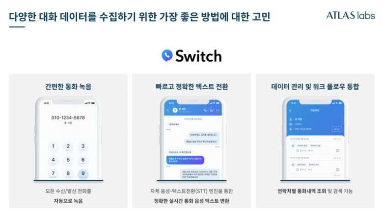 통화 녹음 앱 '스위치'를 통해 확보한 음성 데이터를 AI 학습에 이용했다