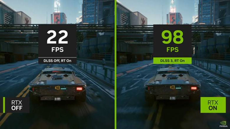 DLSS3.0을 적용한 '사이버펑크2077' 시연 장면. 출처=엔비디아