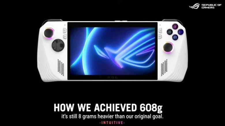 무게는 608g으로, 스팀덱(669g)보다 가볍다