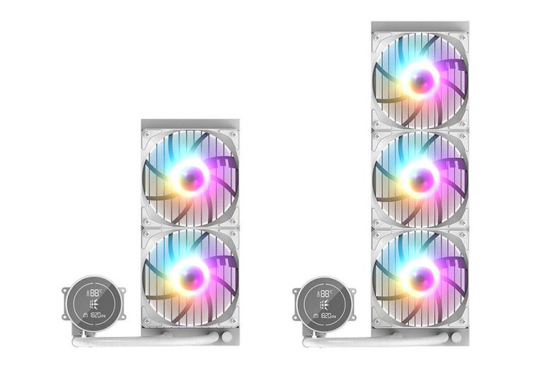 140mm 쿨링팬 두 개 장착된 280mm 쿨러와 120mm 쿨링팬 세 개가 장착된 360mm 쿨러 / 출처=마이크로닉스