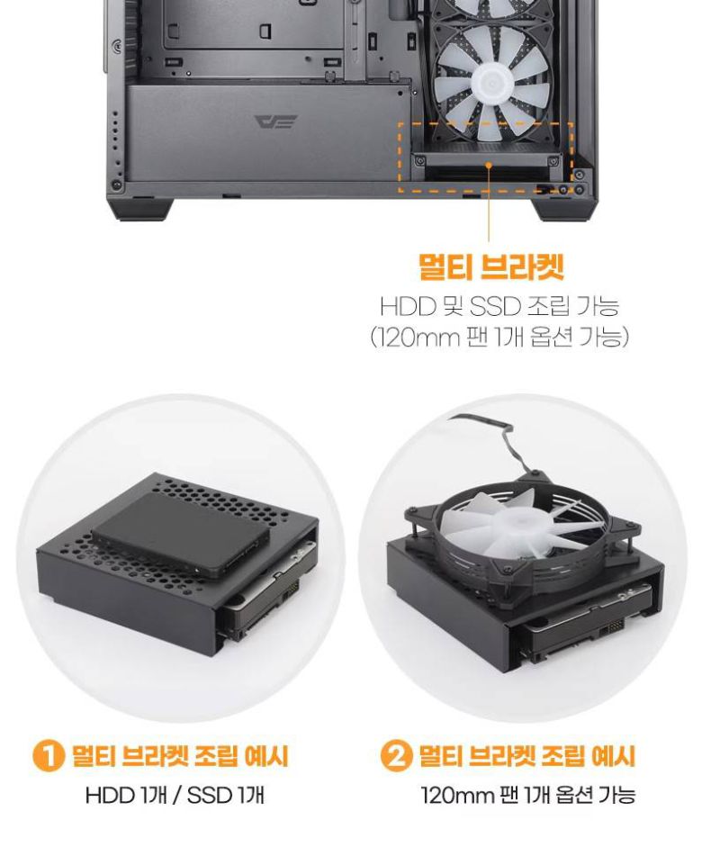 다수의 어항형 케이스가 외부 저장장치 지원에 소극적이므로 3.5ㆍ2.5인치 저장장치를 4개 이상 쓰려면 지원 여부를 구매 전에 파악해야 된다. / 출처=다클플래시 DS900 제품 다나와 상품정보