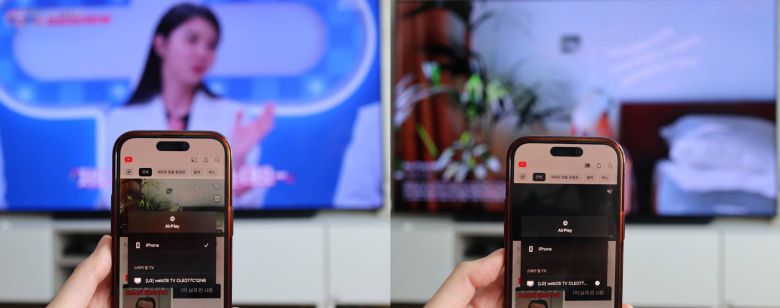 에어플레이로 스마트폰 유튜브 앱과 TV를 연결한 모습 / 출처=IT동아