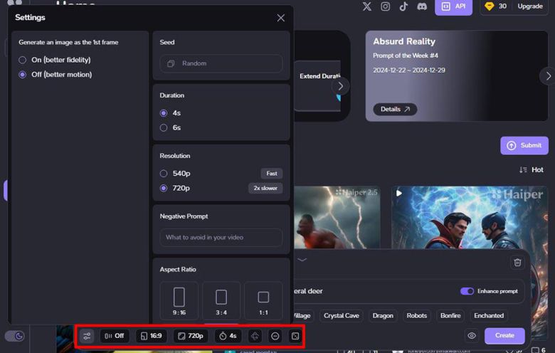 영상 길이, 해상도, 화면 비율 등을 선택할 수 있다 / 출처=IT동아