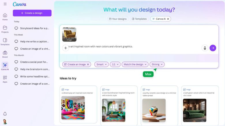 캔바 AI는 프롬프트와 음성 등으로 여러 기능을 쉽게 다룰 수 있습니다. 다만, 음성은 아직 영어만 지원합니다 / 출처=IT동아