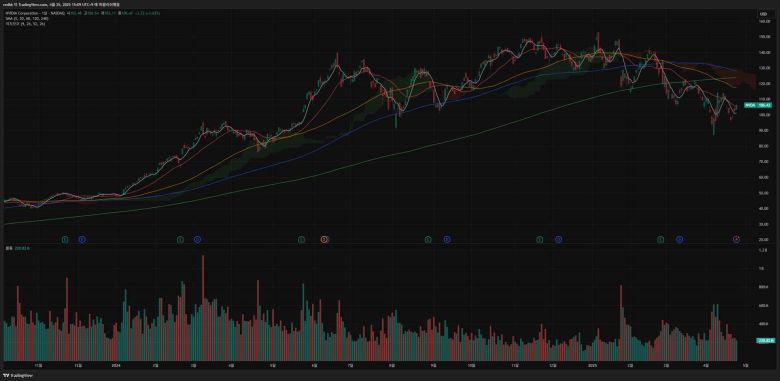 엔비디아 (종목 코드 : NVDA)의 주가 흐름을 보여주는 일봉 차트 / 출처=트레이딩뷰