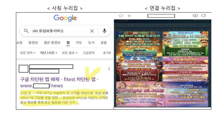 검색엔진에서 악성 사이트로 연결되는 사례도 확인됐다 / 출처=과기정통부