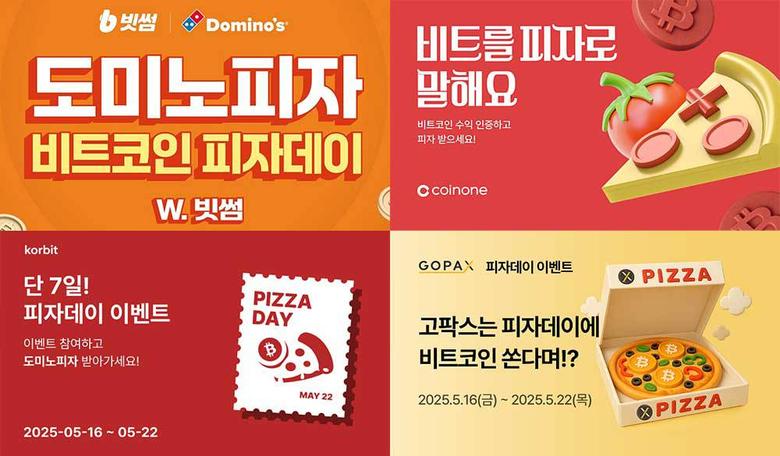 비트코인 피자데이 기념 이벤트 / 출처=빗썸·코인원·코빗·고팍스
