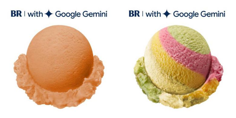 배스킨라빈스 AI NPD 시스템으로 출시한 신메뉴는 오미자 오렌지 소르베(왼쪽)와 시크릿(오른쪽) 2가지다 / 출처=SPC