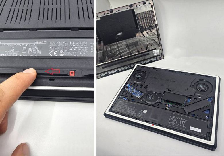 하단 스위치를 밀면 손쉽게 하단 패널을 열 수 있다 / 출처=IT동아