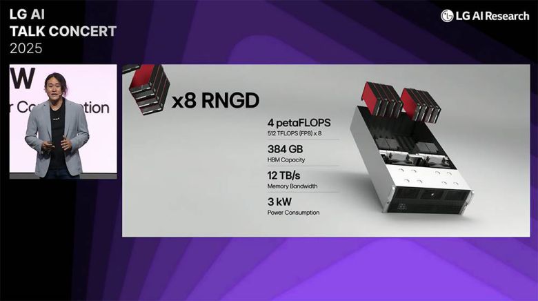 퓨리오사AI는 8개의 RNGD 카드를 하나의 렉 형태로 제공하며, 이 시스템을 통해 엑사원 온프레미스 풀스택 패키지가 구동된다 / 출처=LG AI연구원