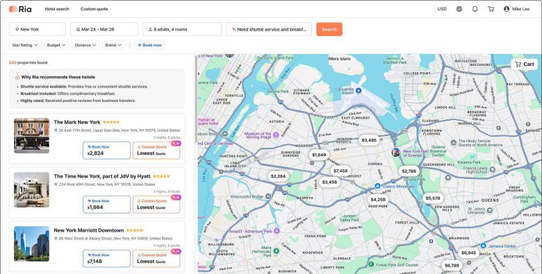 AI 에이전트 리아가 최적의 견적 산출을 돕는 모습 / 출처=리아드코퍼레이션